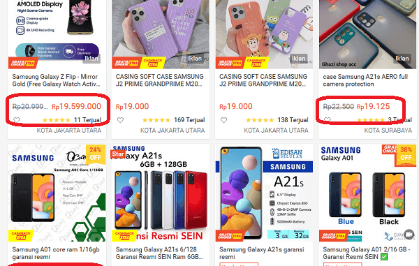 cara buat harga coret tokopedia